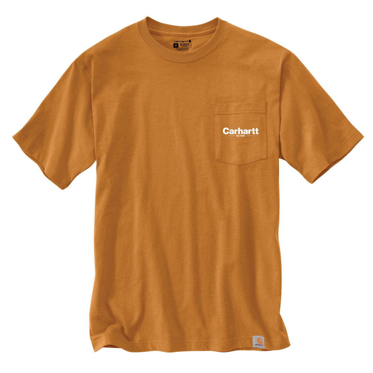 Carhartt Men's Relaxed Fit Heavyweight Short Sleeve Pocket Line Graphic T-Shirt T-Shirts Carhartt Golden Oak 2XL Reg