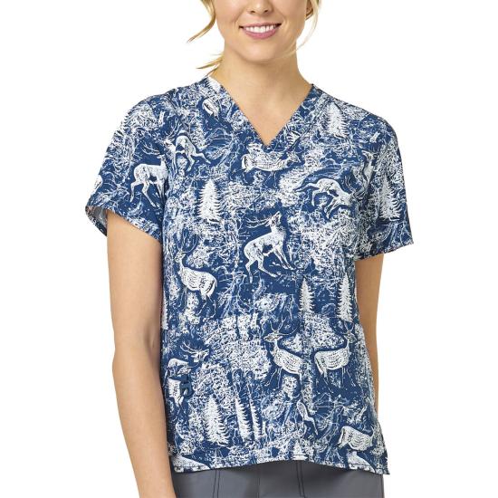 Carhartt Women's Printed V-Neck Scrub Top - Work World - Workwear, Work Boots, Safety Gear