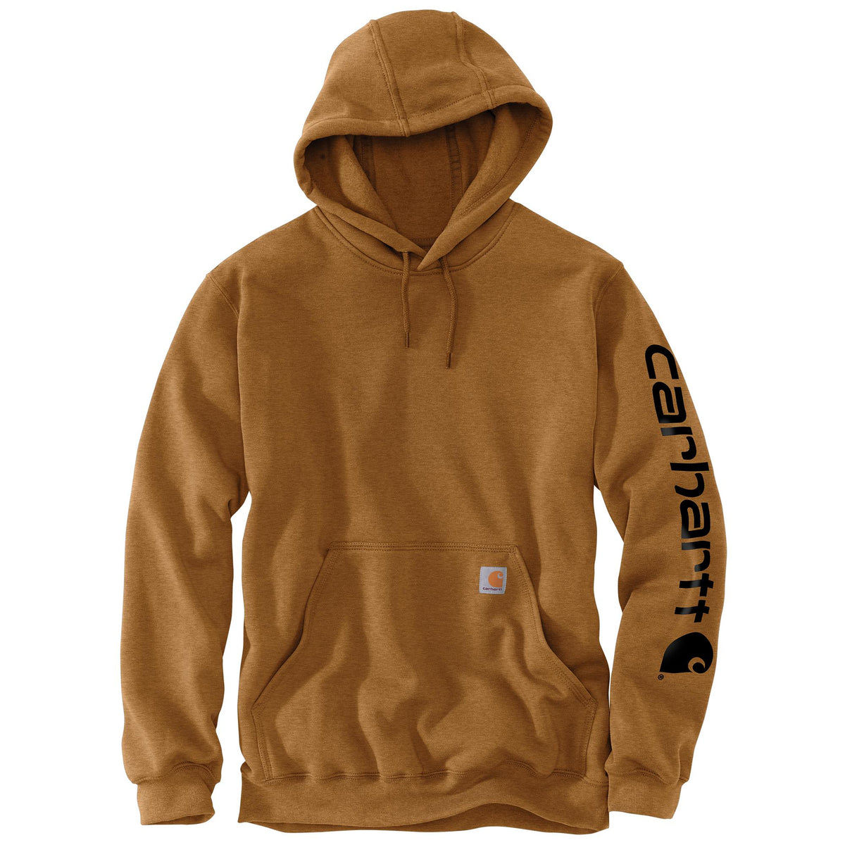 Carhartt Men&#39;s Signature Logo Hooded Pullover Sweatshirt_Carhartt Brown - Work World - Workwear, Work Boots, Safety Gear