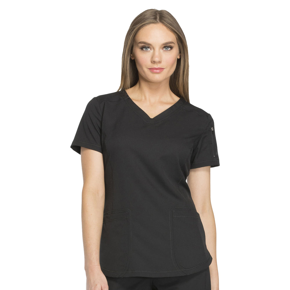 Dickies Women's Dynamix V-Neck Scrub Top Scrubs Dickies Black L Reg