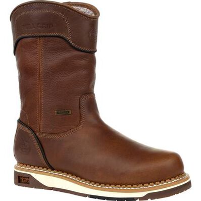 Georgia Boot Men's AMP Waterproof EH 10" Wedge Sole Soft Toe Wellington Boot Western Boots Georgia Boot