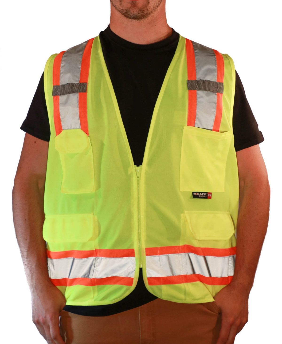 Majestic Class 2 Mesh Back Surveyor Vest Vests Majestic Hi-Vis Green 2XL Reg