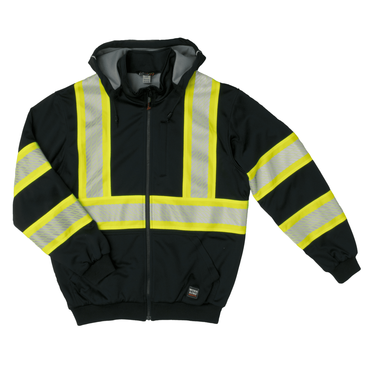 Tough Duck Men's Thermal Lined C1 Hi-Vis F-Zip Safety Hoodie Sweatshirts & Hoodies Tough Duck Black 2XL Reg