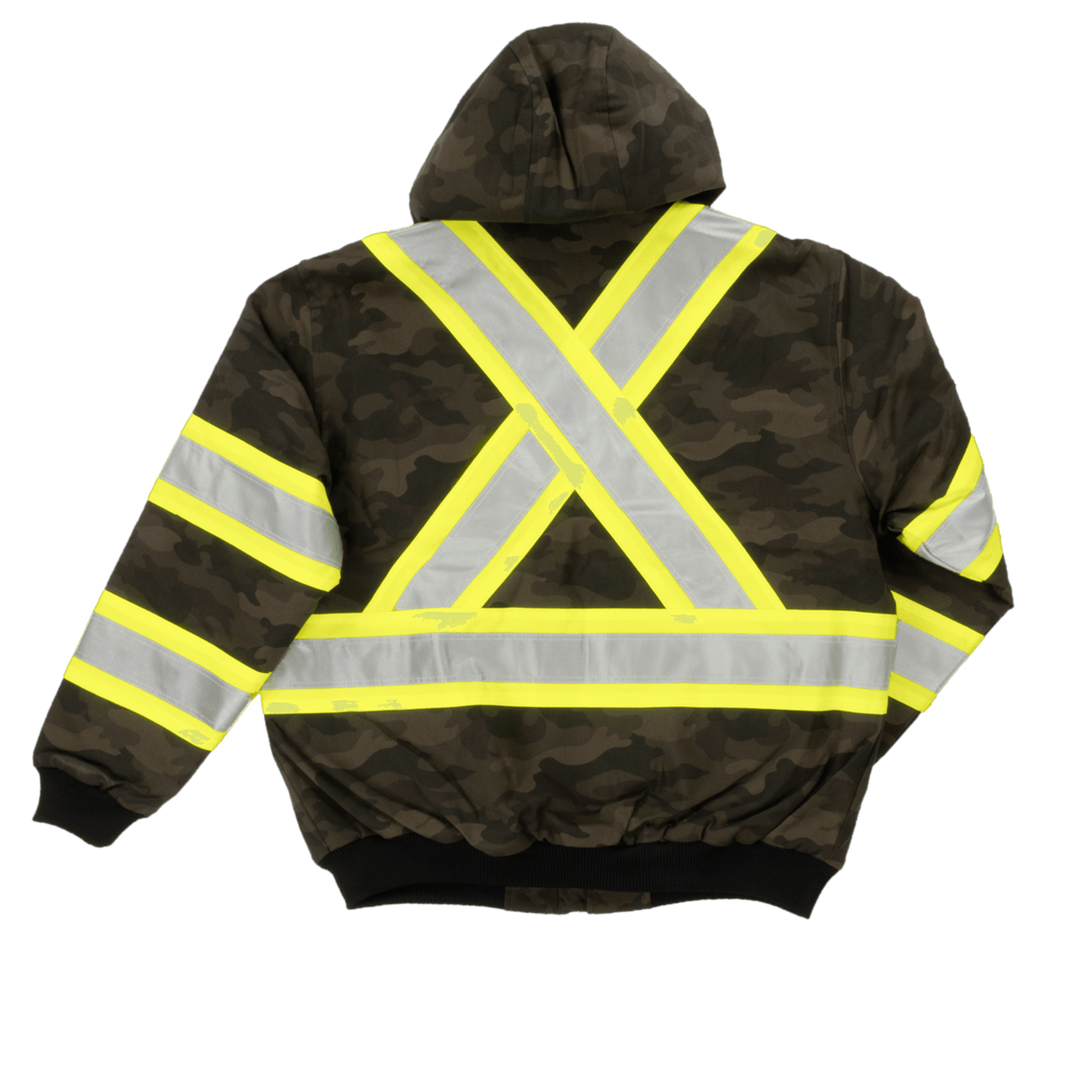 Tough Duck Men's Camo Flex Duck C1 Hi-Vis Hooded Safety Bomber Jackets & Coats Tough Duck