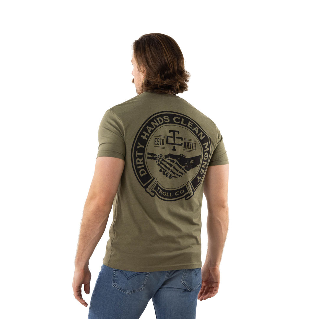 Troll Co. Men&#39;s &quot;Dirty Hands Clean Money&quot; Haggler Short Sleeve T-Shirt - Work World - Workwear, Work Boots, Safety Gear