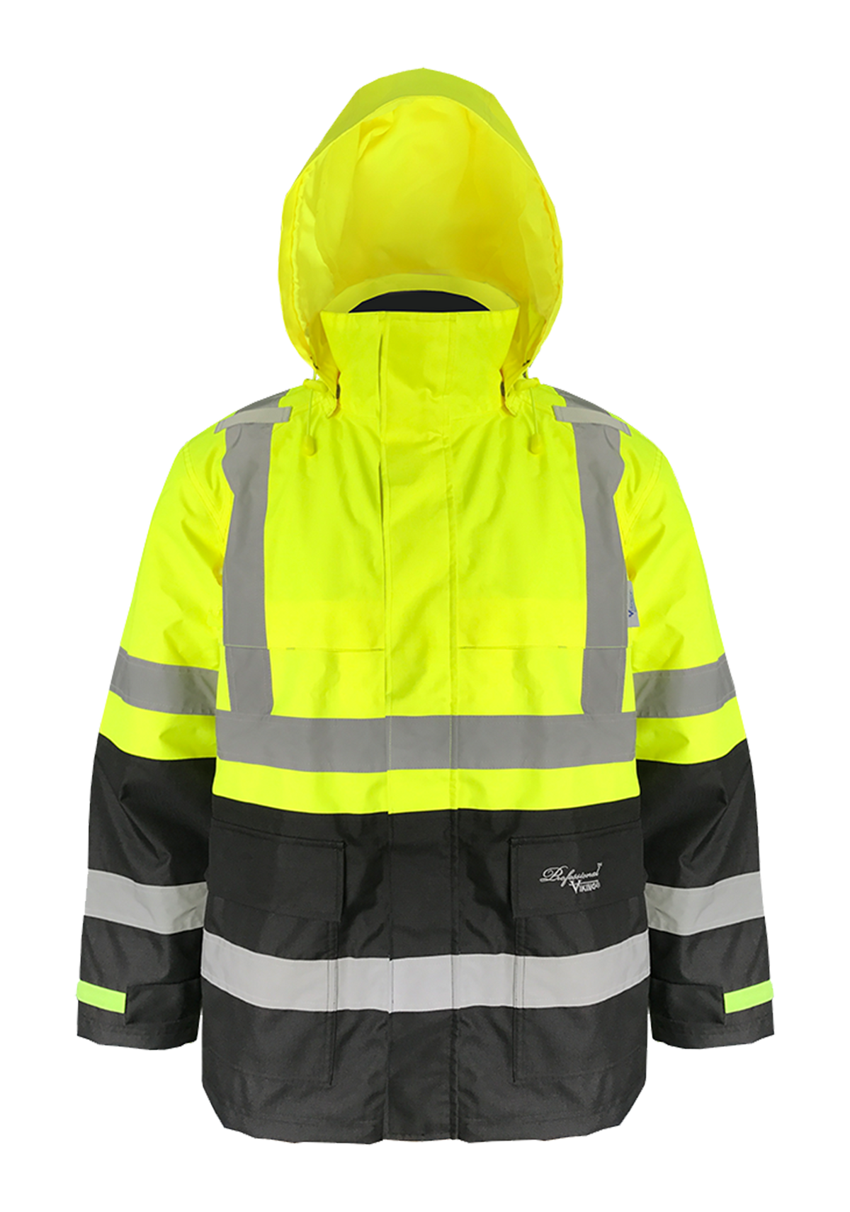 Viking Men's Professional® Journeyman Hi-Vis Class 3 Waterproof Trilobal Ripstop 3-in-1 Hooded Jacket Rainwear Viking Hi-Vis Green 2XL Reg