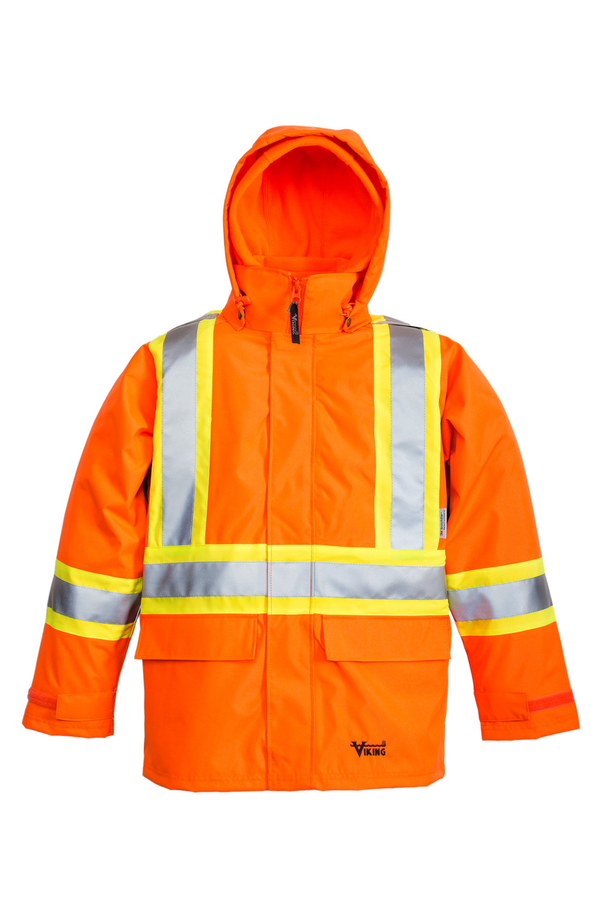 Viking® Men's Journeyman Hi-Vis Class 3 Waterproof Tri-Zone Hooded Jacket Rainwear Viking Hi-Vis Orange 2XL Reg