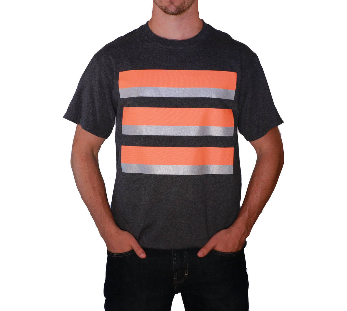 Whistle Workwear Safety Short Sleeve T-Shirt_Heather Charcoal Grey Work Shirts Whistle Workwear Dark Heather Grey 2XL Reg